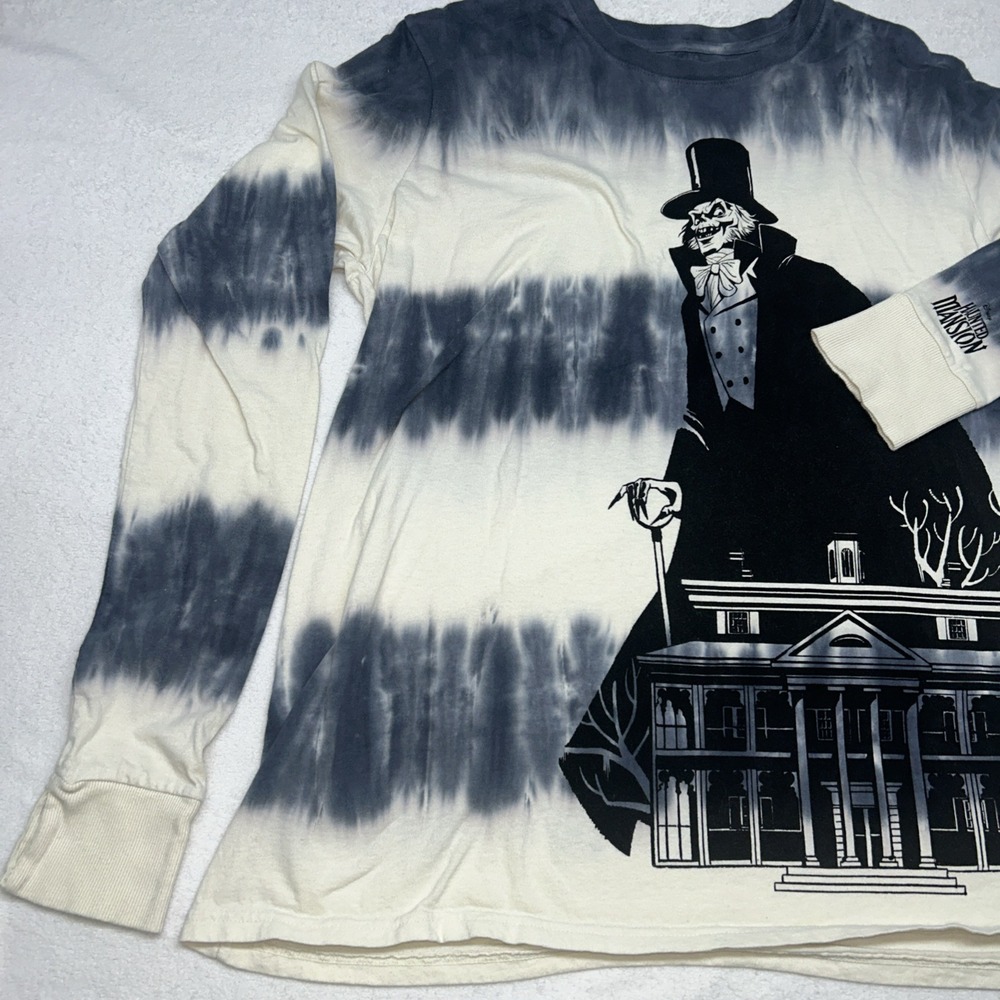 DISNEY Haunted Mansion Shirt Mens Large Tie Dye Long Sleeve‎ Hat Box Ghost - Picture 3 of 9